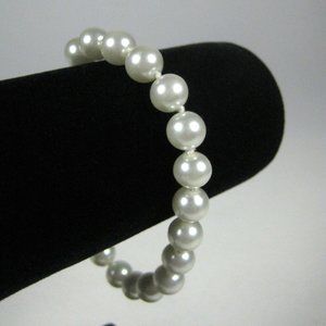 Imitation Pearl Beaded Bracelet 8 Inch Vintage STYLE Goldtone Women Jewelry